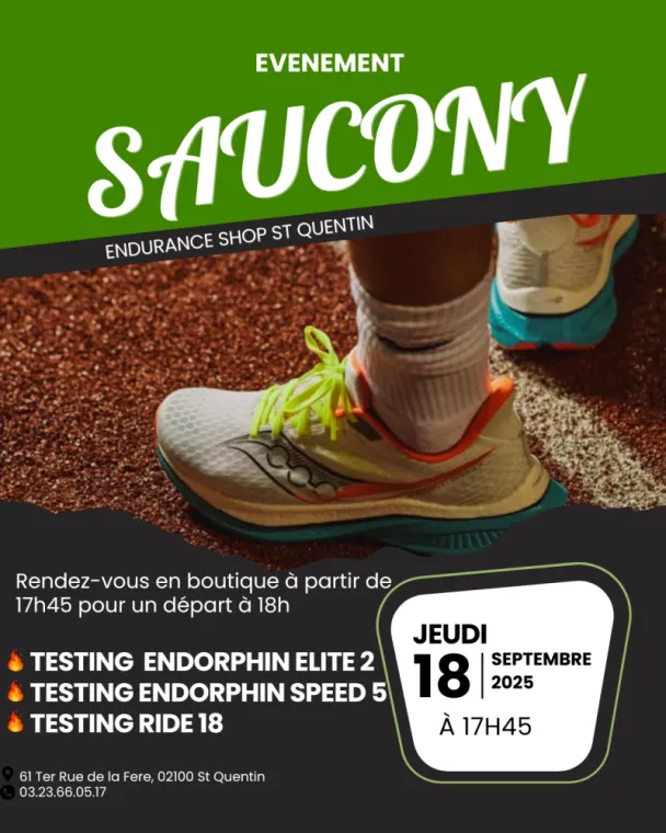 TESTING CHAUSSURES RUNNING SAUCONY ENDURANCE SHOP SAINT-QUENTIN, Saint-Quentin, Endurance Shop
